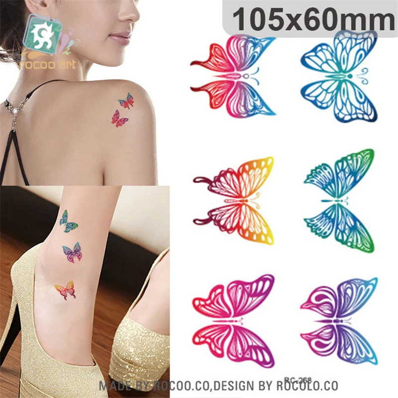 Body Art Waterproof Temporary Tattoos For Women 3D Beautiful Butterfly Design Small Arm Tattoo Sticker Wholesales RC2315