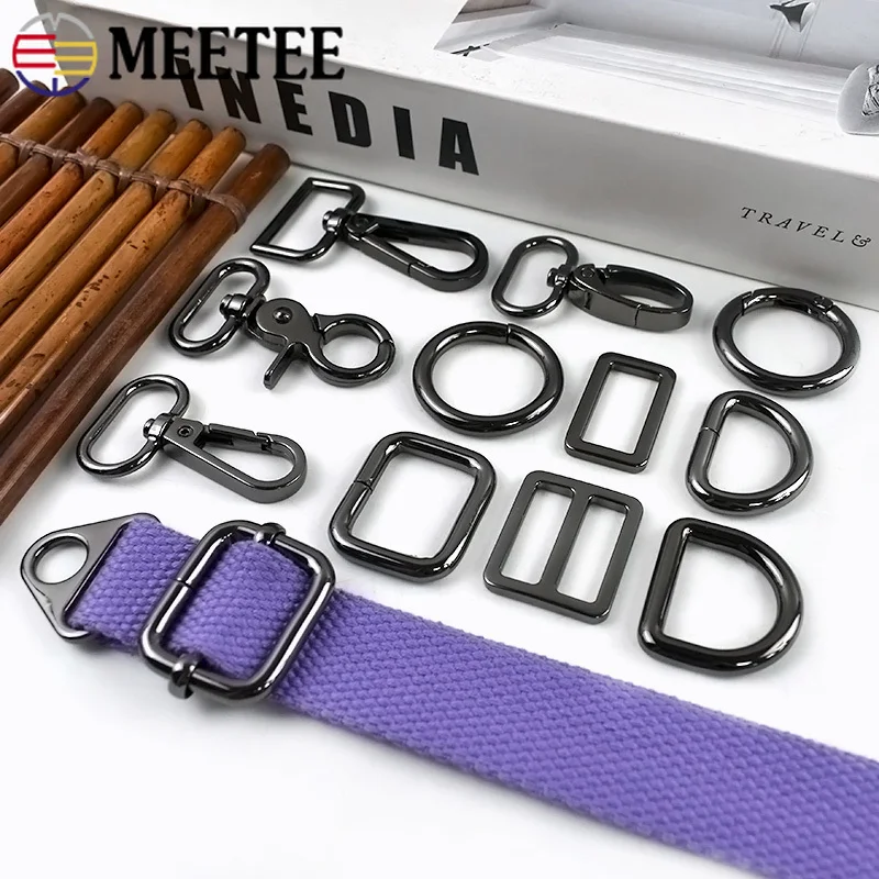 

5/10Pcs 20-38mm GunBlack Metal Buckles Bag Strap Adjsutable Snap Hook Pet Collar Tri-Glide Slider Clasp DIY Hardware Accessories