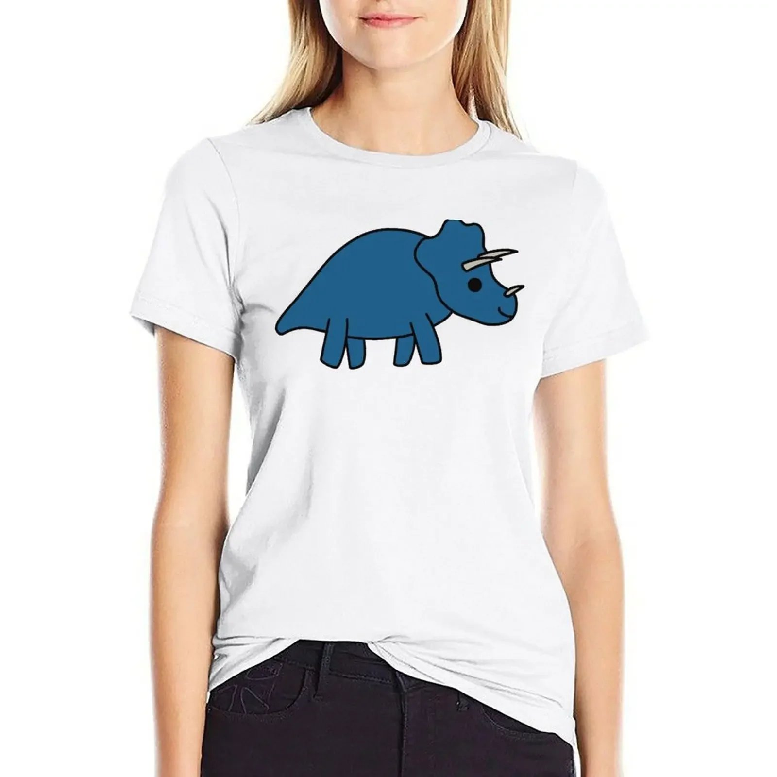 Cute Kawaii Triceratops Dino T-shirt Female clothing anime clothes t-shirts for Women cotton