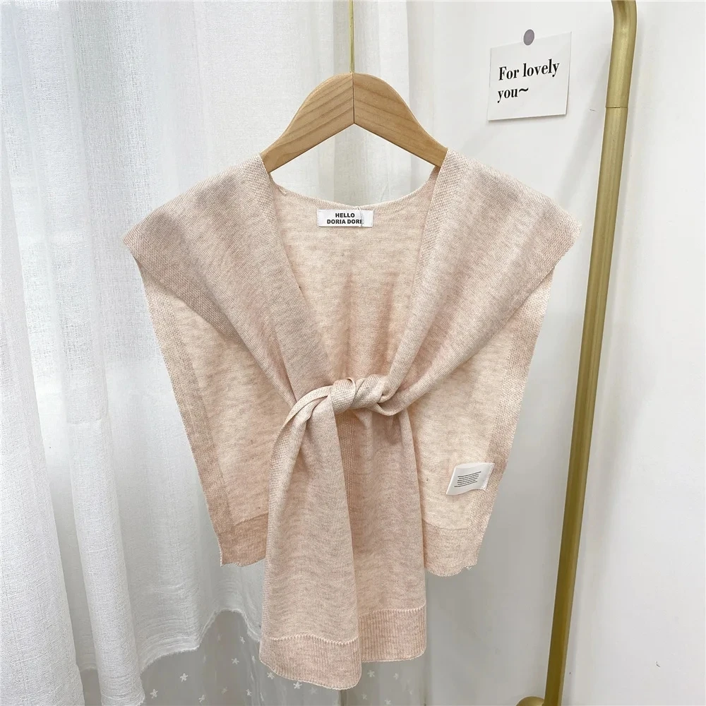 New Knitted Shawl Women's Summer Outside Air-conditioned Room Cloak Spring Autumn Korean Fashion Shoulder Green