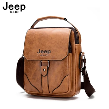 Jeep buluo marca masculina sacos de negócios casual ombro sacola masculino couro marrom viagem alta qualidade quente novas bolsas para pai