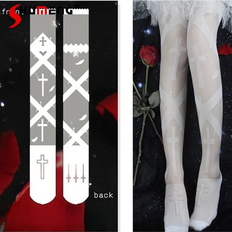 

Japanese Original Lolita Pantyhose Summer Thin Glass Silk Stockings Hosiery Women's White Black Slimming Elasticity Socks Tights