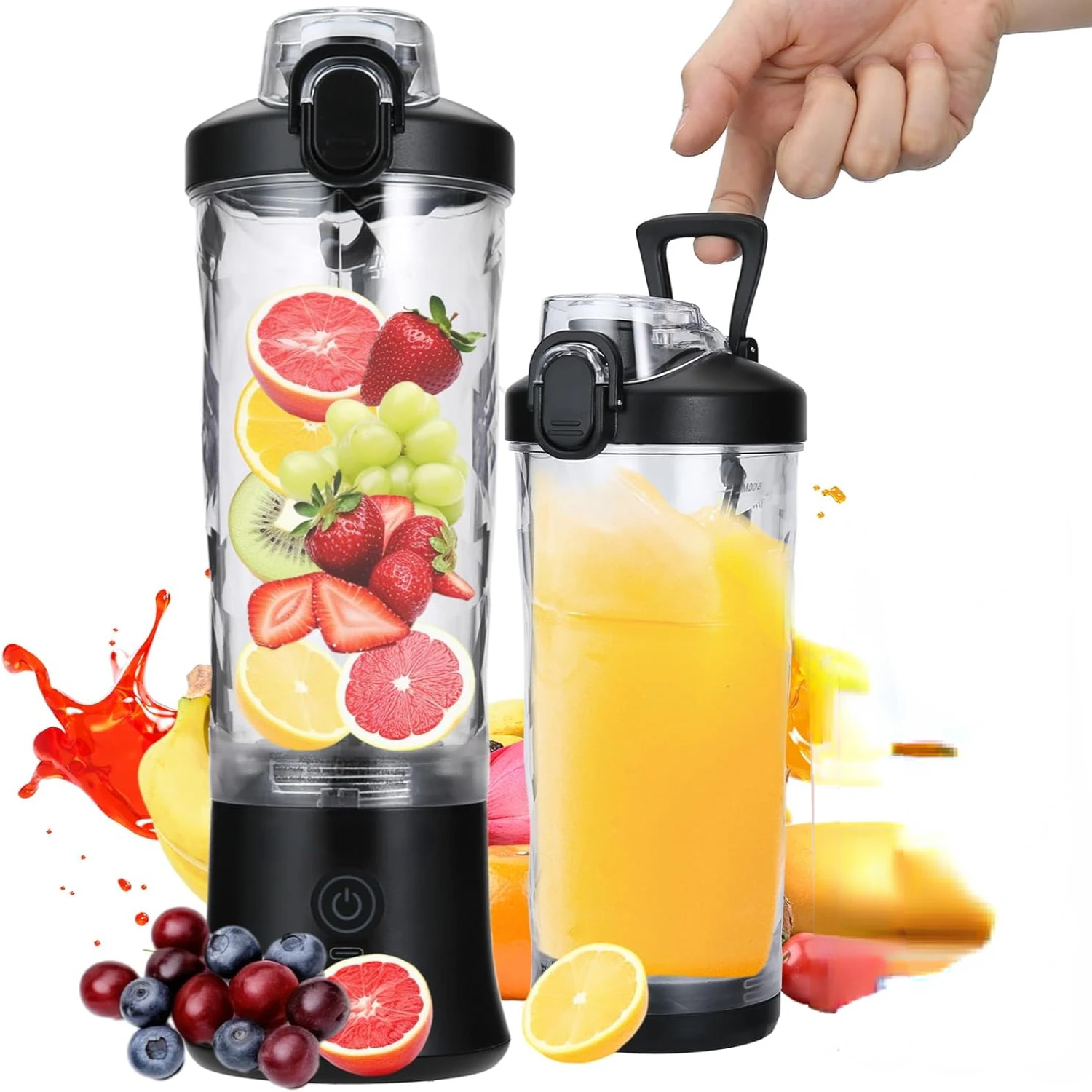 

Compact and Powerful Portable Personal Size Blender with 6 Sharp Blades, 20 oz Mini Blender Cup, Travel Lid, and USB Rechargeabl