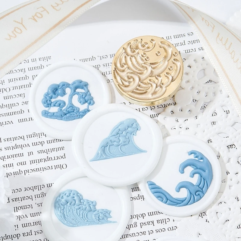 Dropsale testa timbro sigillo cera modello ondulato