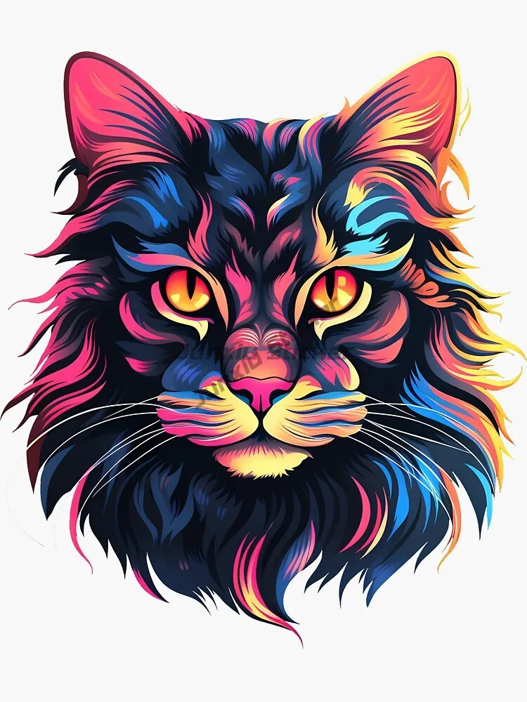 Creative Color Maine Coon Cat Pets PVC Personalized Stickers for Decorate Car Van Bicycle Fridge Window Wall Decal Accessories