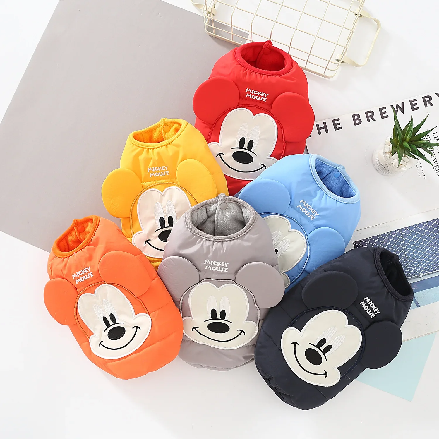 Disney Mickey Mouse Pet Clothes Down Jacket Pet Dog Jacket Autumn  winter Dog Clothes Three-dimensional Cartoon Cotton Vest coat