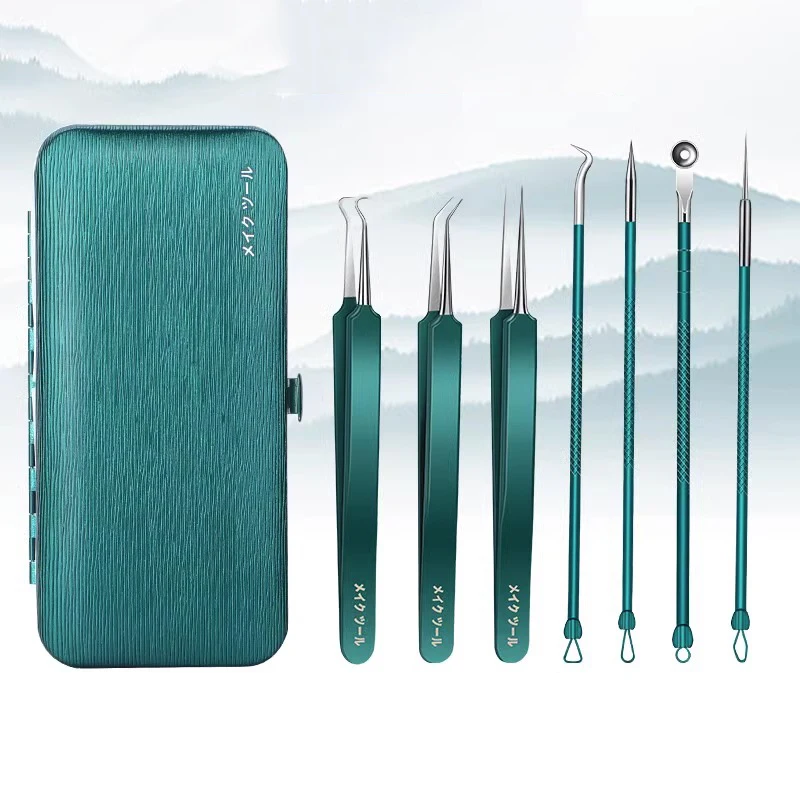 5-7PCS Acne Needle Blackhead Removal Tool Set Ultra-Fine Tweezers Pimple Extractor Comedone Remover with Storage Box Ideal Gift
