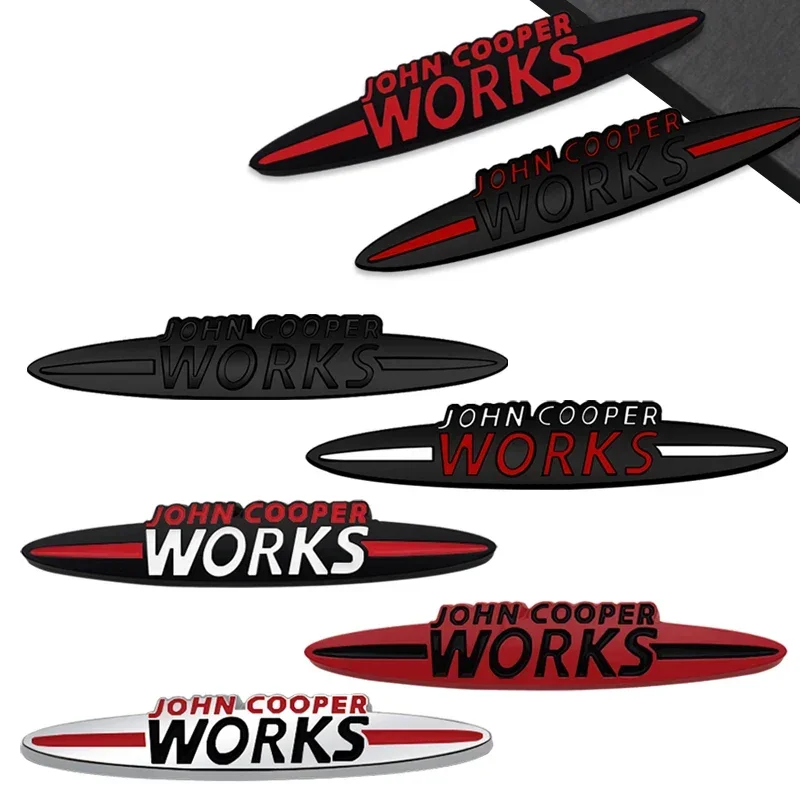 QA JCW Black Emblem Car Styling 3D Sticker Metal Front Hood Grille Badge For MINI Cooper S R55 R56 F54 F56 F55 F60 Body Decorati