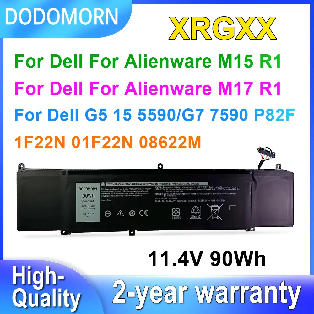 DODOMORN 1F22N XRGXX аккумулятор для ноутбука Dell Inspiron G5 5590 G7 7590 7790 для Alienware M15 M17 01F22N 15,2 В 60 Втч/11,4 В 90 Втч