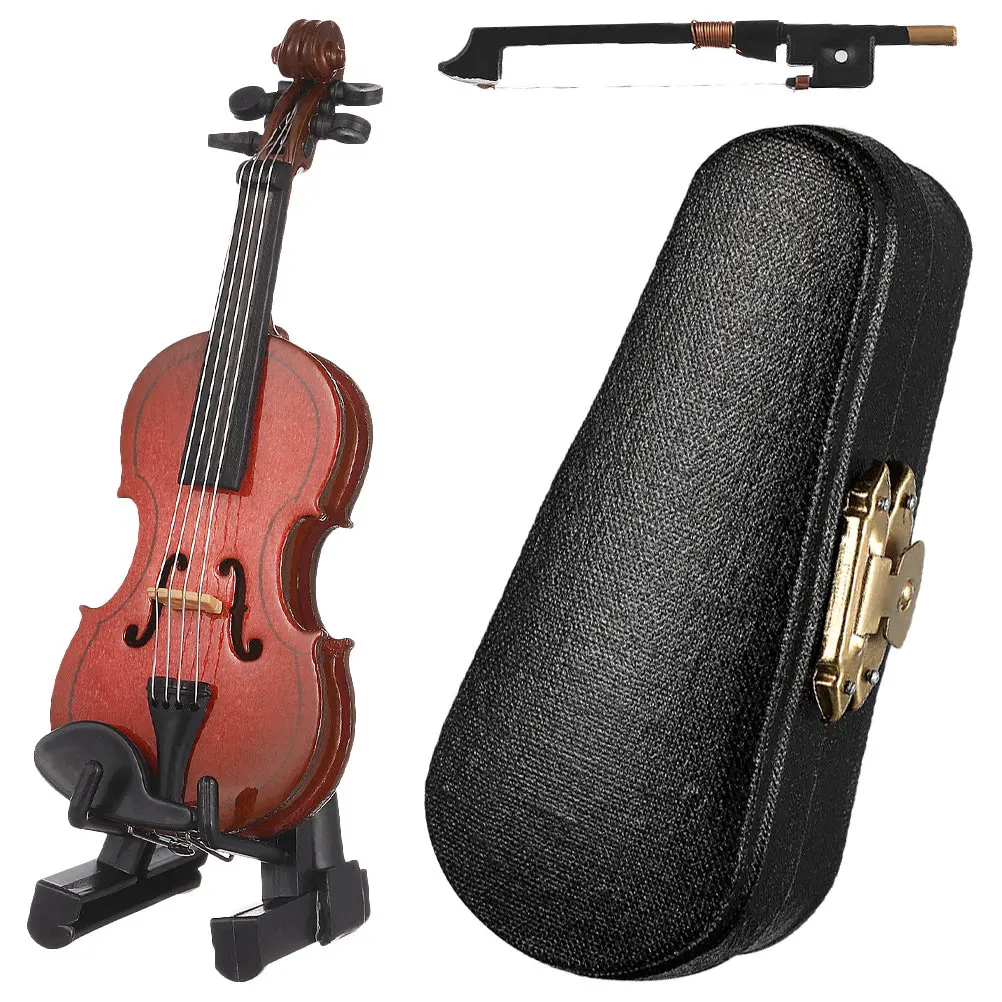 

Набор из 1 миниатюрной деревянной реалистичной скрипки-украшения для рабочего стола, дома, офиса, кабинета, автомобиля, с резьбой, в виде музыкального инструмента, для декора