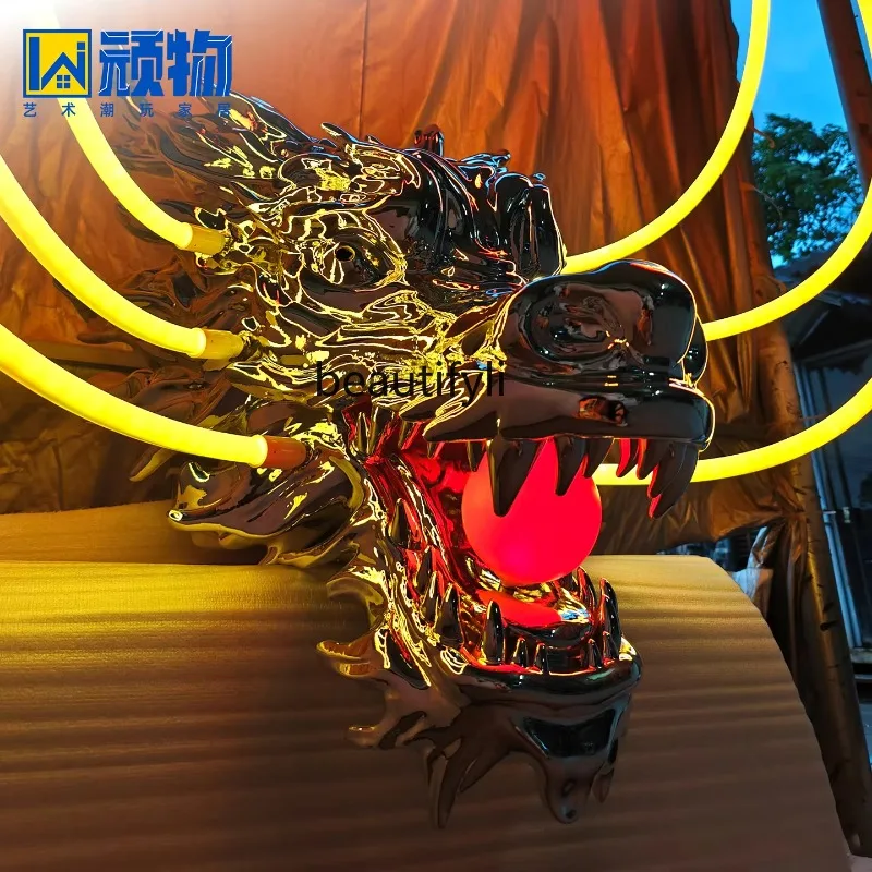 a17 Door Head Design Hanging Floating Faucet Large Ornament Trendy Sculpture Bar KTV Fiberglass Floor Ornament