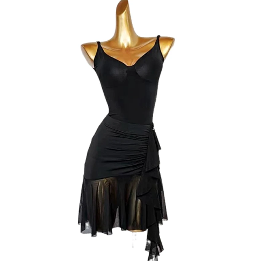 

Adult Women's Latin Dance Skirt Stand Dance Top Skirt Suit Summer Modern Waltz Performance Practice Short Skirt
