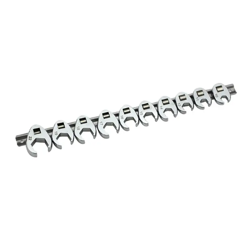 10Pcs Ratchet Wrench 3/8Inch 10-22mm Metric Crowfoot Wrench Repair Tool