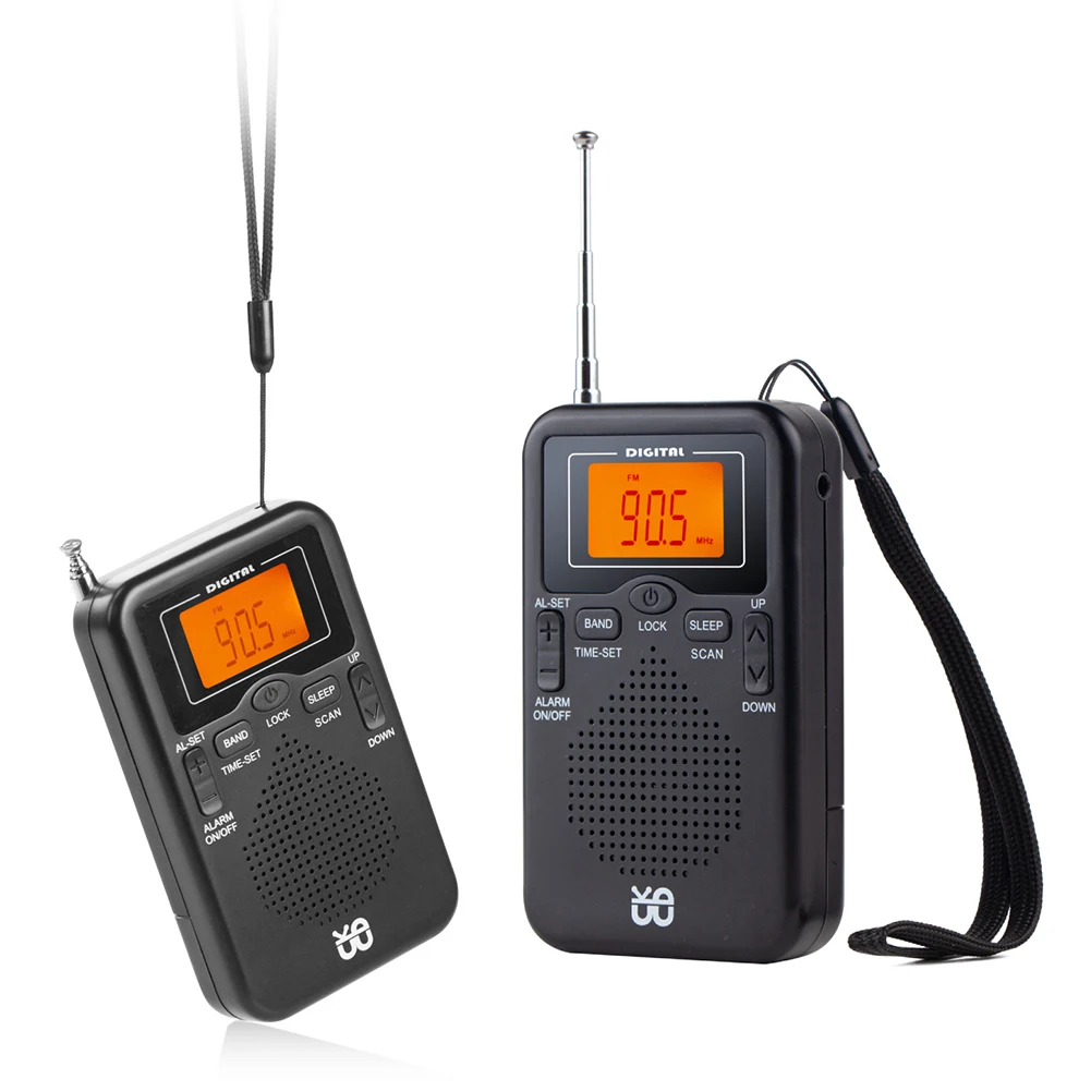 AM FM Radio LCD Display Pocket Radio with Alarm Clock Portable Radio for Jogging Walking