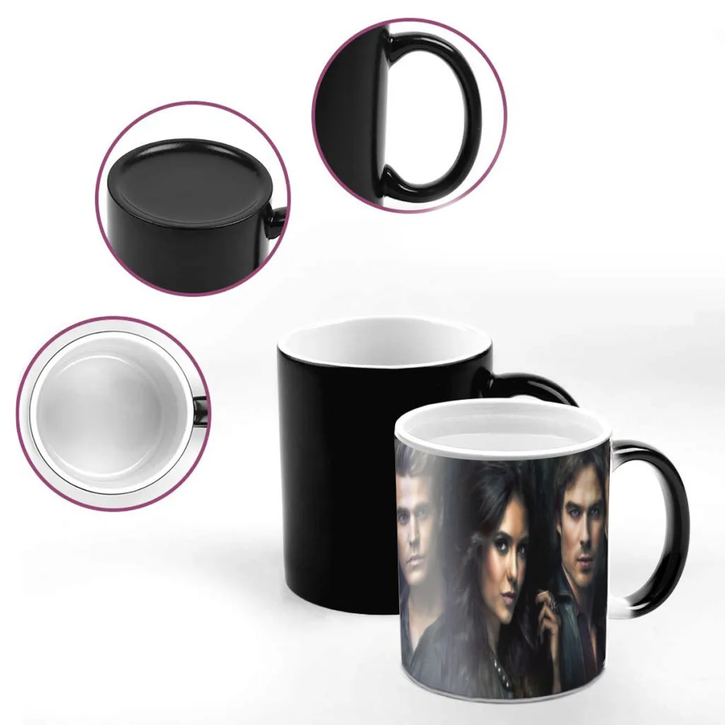 Classic Tv Series The Vampire Diaries Ceramic Mug Coffee Cup Discoloration Mug Magic Heat Temperature Color Change Cup Gifts