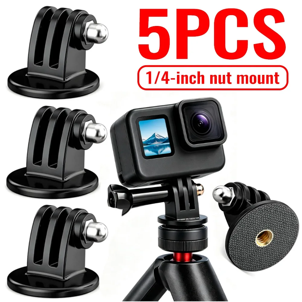 1-5Set Universal 1/4 Nut Mount Sports Camera Tripod for Gopro Hero 13 12 11 10 for DJI/Insta 360 1/4