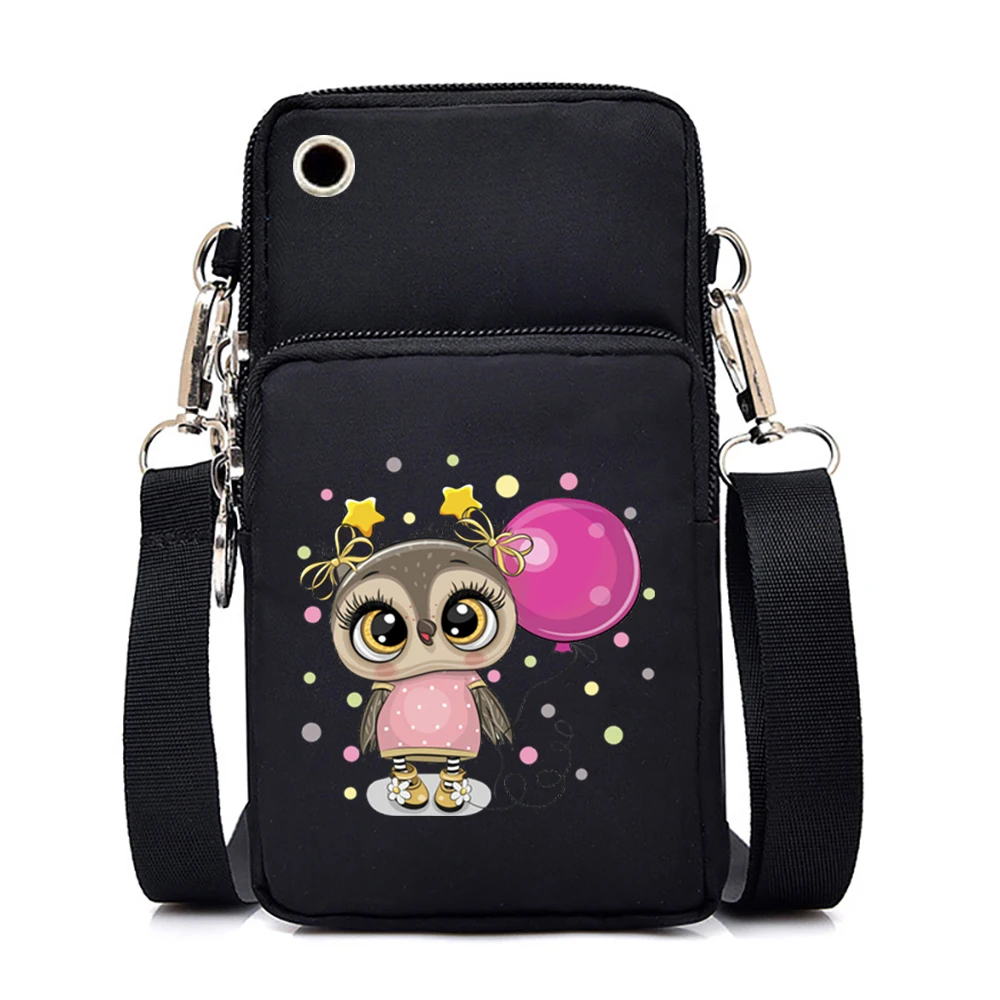 Nowe mini torby na telefon komórkowy dla kobiet Cute Animal Owl Lady Shoulder Bag Teen Girls Cartoon Wrist Purses and Handbags