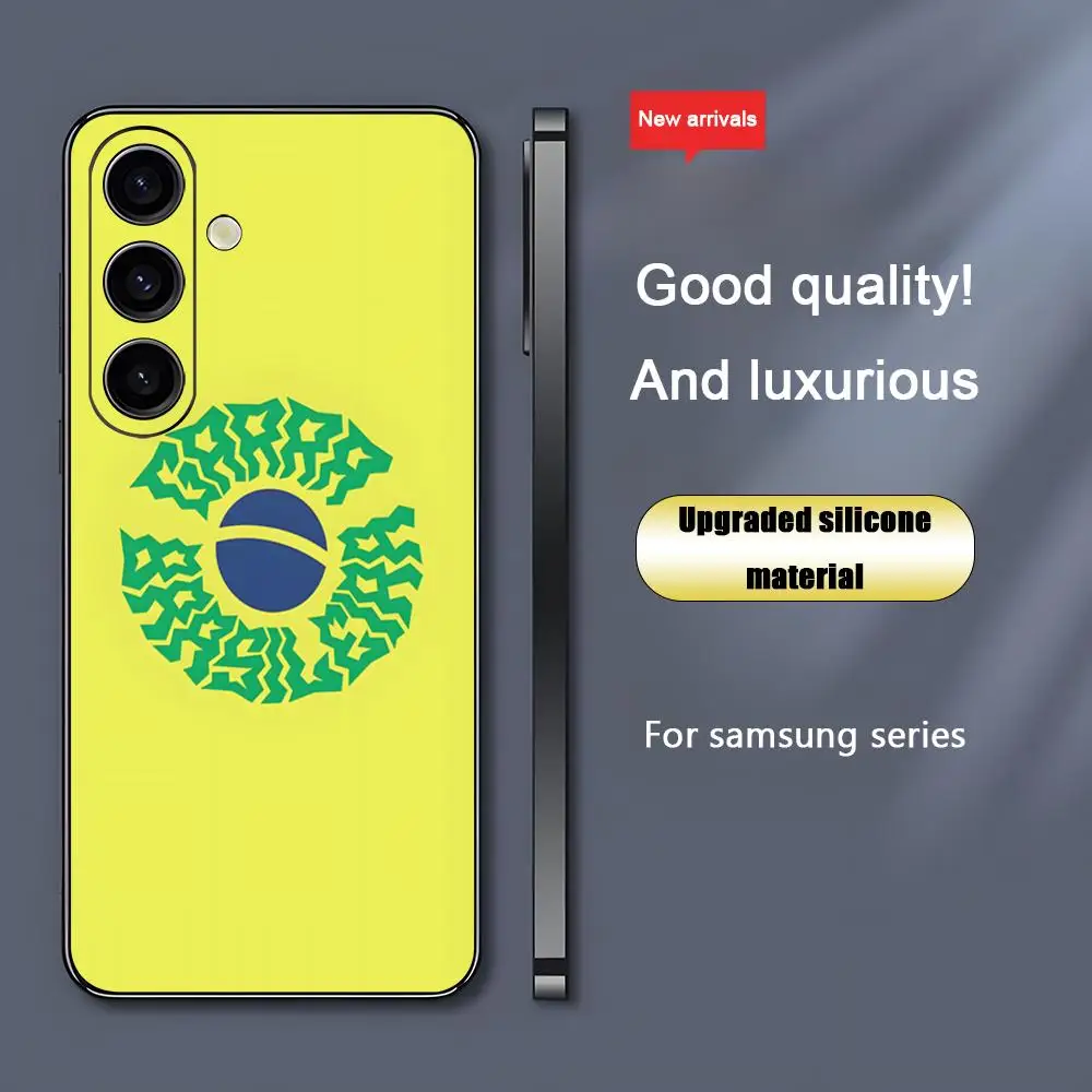 الفن البرازيل العلم شعبية تصميم جراب هاتف لسامسونج غالاكسي S25 S24 S23 S22 S21 S20 زائد الترا نوت 20 لينة الأسود #3