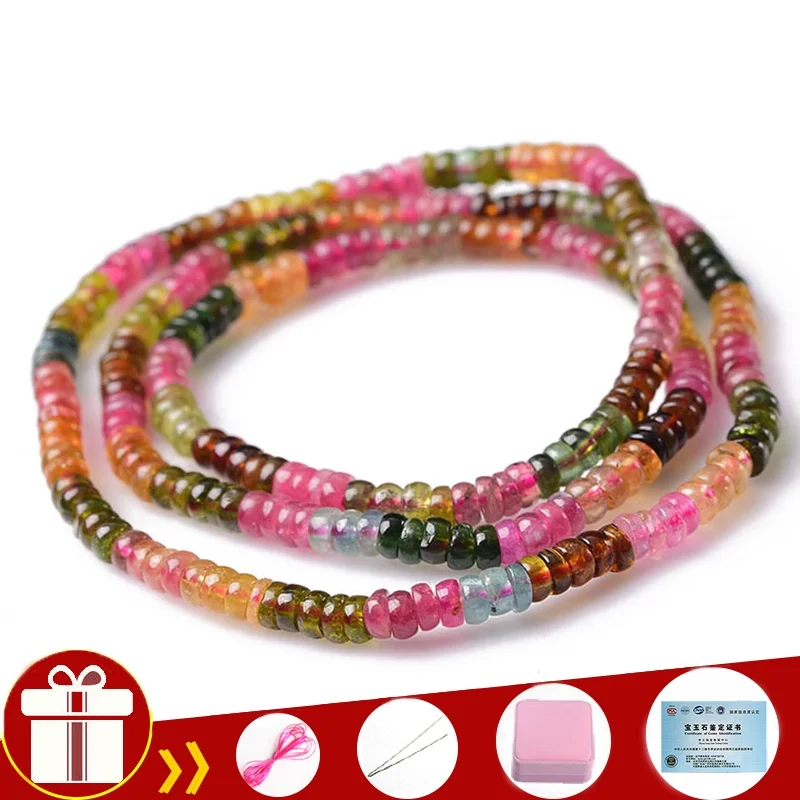 5A With Certificate Natural Brazil Candy Tourmaline 3 Circles Crystal Bracelet Genuine Quartz