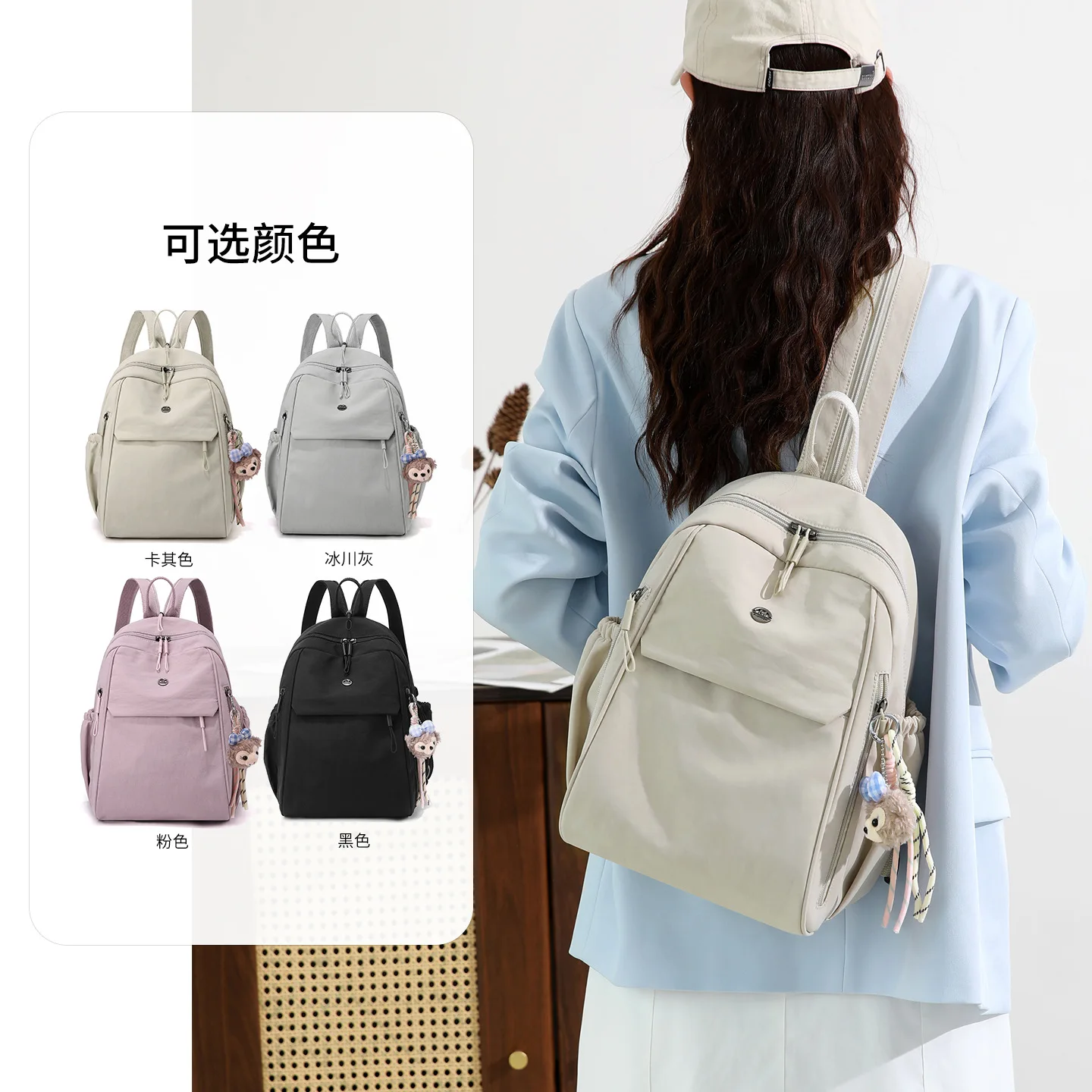 Trendy Women Oxford Mini Backpack Canvas Rucksack Mommy Travel Bag Durable Portable for Outdoor Daily Casual Shopping Trip Use