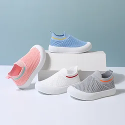 Spring Summer Toddler Shoes Breathable Knitted Kids Sneakers Boys Slip-on Tennis Shoes Girls Soft Non-slip School Casual Shoes