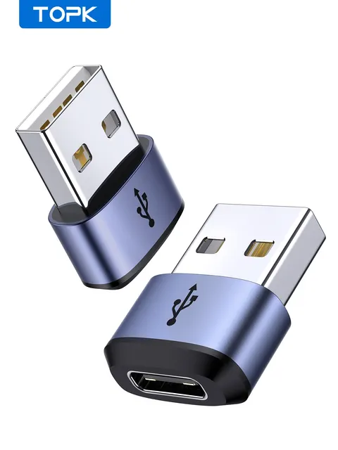 TOPK AT13 Adapter USB C do USB męski USB żeńskie (typ C) do USB 2.0 męskie (USB-A) szybkie ładowanie i synchronizacja danych OTG złącze adaptera