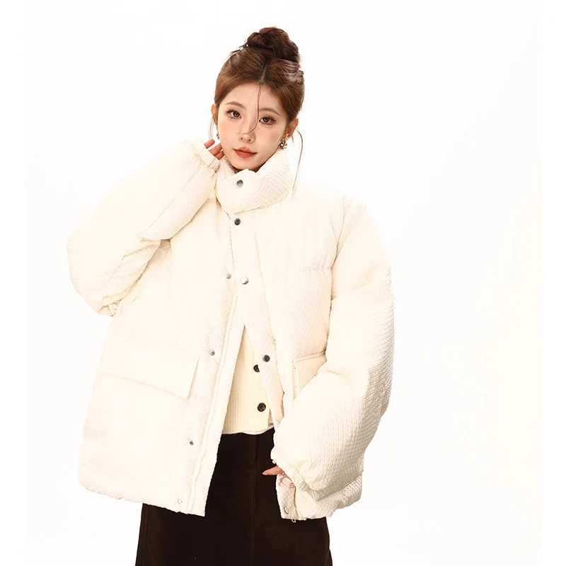 

Standing Collar American Cotton-padded Jacket Female Autumn Winter New Detachable Vest Sleeves For Warmth Coat