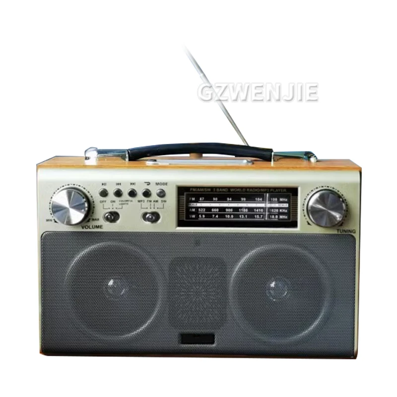 

1702 Classic Vintage Retro Style AM/FM/SW Radio with Bluetooth 5.0 Speaker Wood radios 6V 1400mAh With color flash