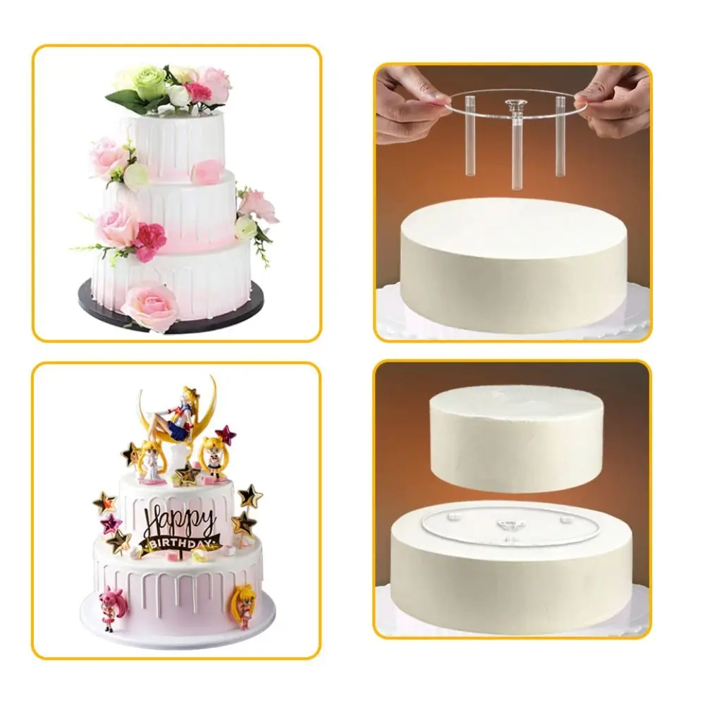 Plastic Multi-layer Cake Stand Transparent Cake Stands Support Cake Tier Support Straw Frame DIY Cake Decor Round Cake Board