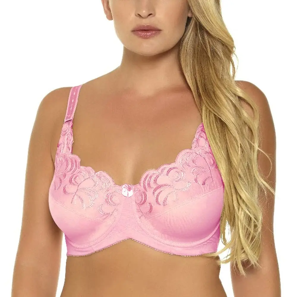 Bielizna damska biustonosze z pełnym pokryciem Plus rozmiar biustonosz z haftem bez podszewki fiszbiny Bralette 36-46C/D/DD/DDD/E/F/G