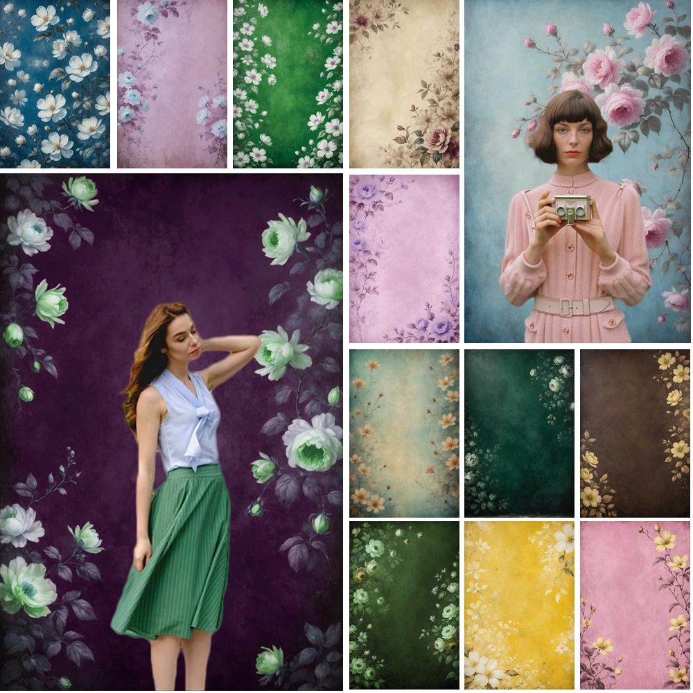 

MOON.QG Elegant Floral Background Tie Dye Textured Backdrops For Photography Wallpaper Photobooth Photocall Birthday Women