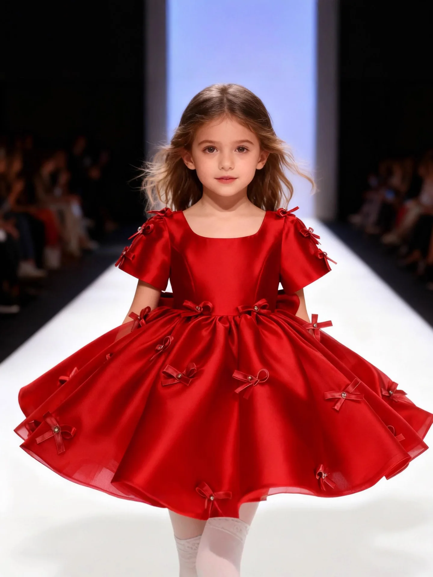 

Модное платье с бантом для девочек, нарядное платье для дня рождения, свадьбы, выпускного или торжественных мероприятий, красное бальное платье для маленьких принцесс.