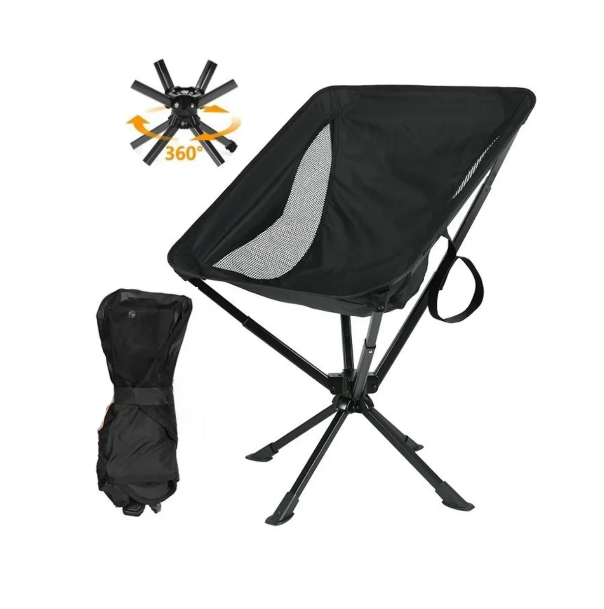 Portable Foldable Swivel Camping Chair Quick Open Rotatable Aluminum Camping Chair Folding Fishing Beach Chair