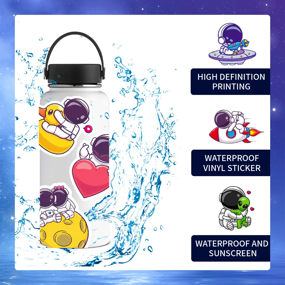 50PCS Cartoon Astronaut Sticker Graffiti iPad Luggage HelmetCar Water Cup Guitar DIY Wall Sticker Toy Decoration