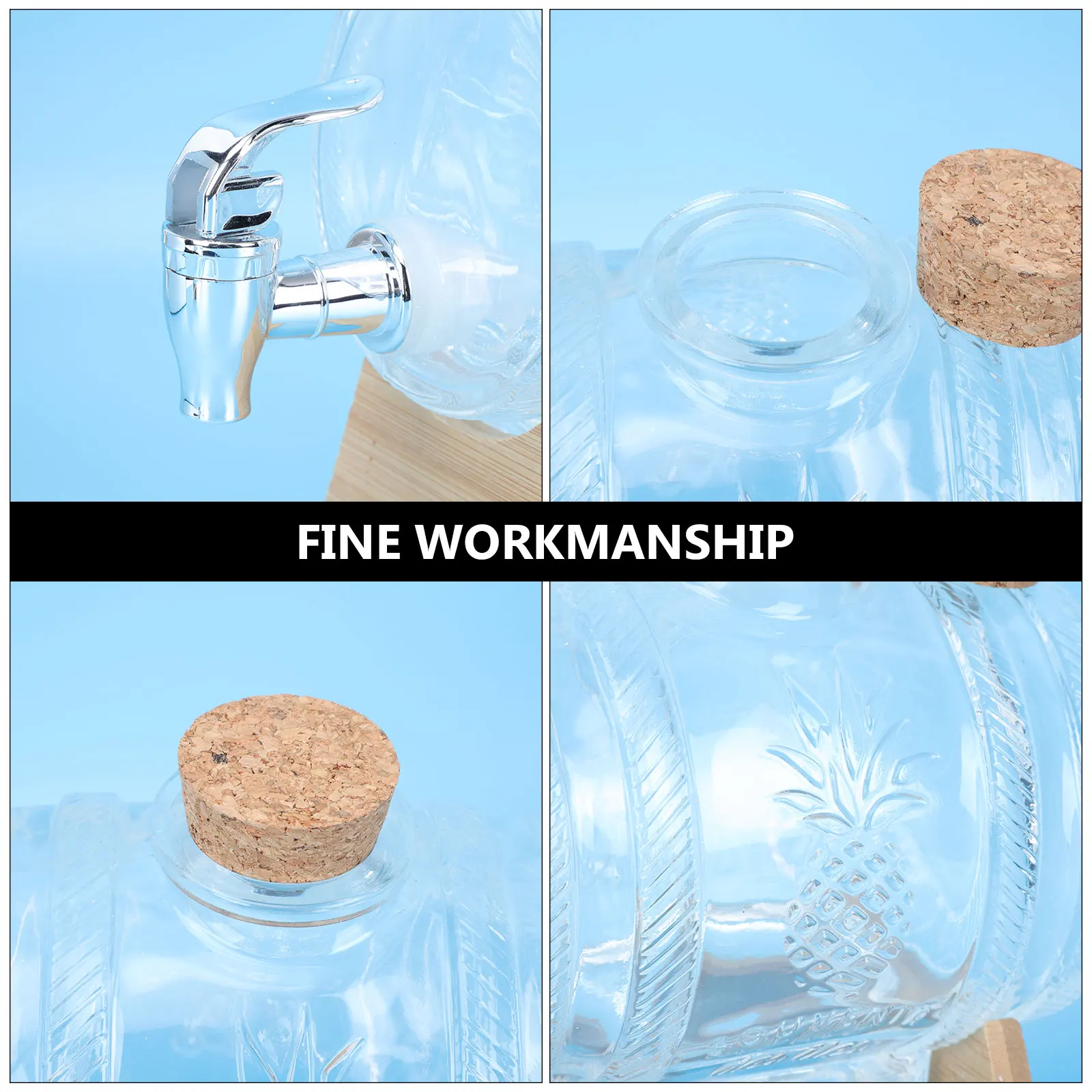 

1Set Glass Drink Barrel Sealed Wine Bottle Juice Jar Beverage Container Kitchen Food Storage Jar Secure Fresh Storage