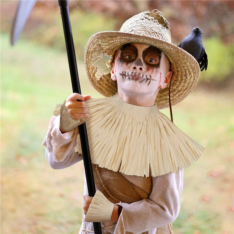 

80 Pieces Scarecrow Straw Kit Paper Scarecrow Costume Accessories Neck Arm And Ankle Ties For Party Accessory