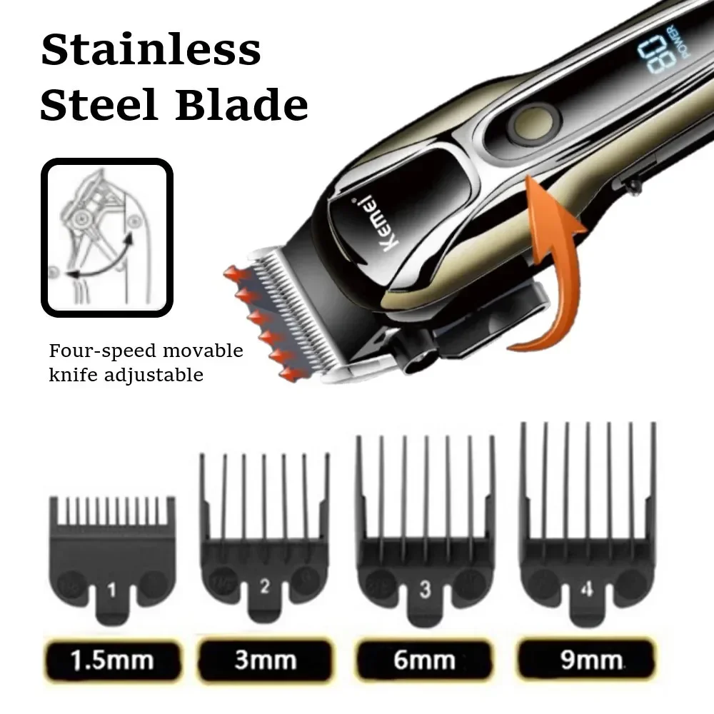 ماكينة قص الشعر الكهربائية من Kemei للرجال ماكينة حلاقة كهربائية احترافية لقص الشعر للرجال ماكينة حلاقة لاسلكية #2