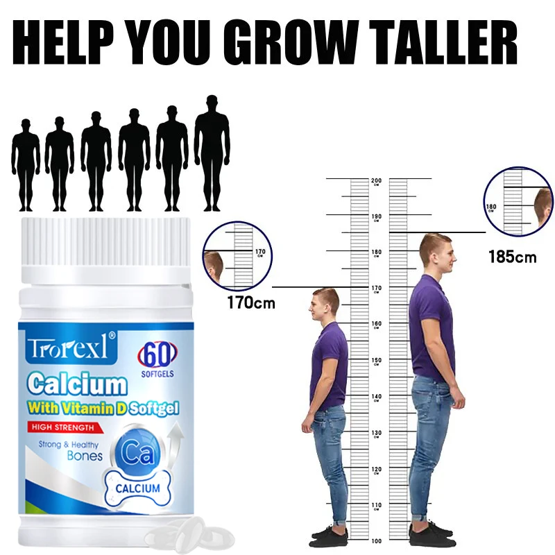 Help Grow Taller - Natural Height Growth Supplement with Calcium Vitamin D3 - Height Maximizer- Height Increase, Bone Strength