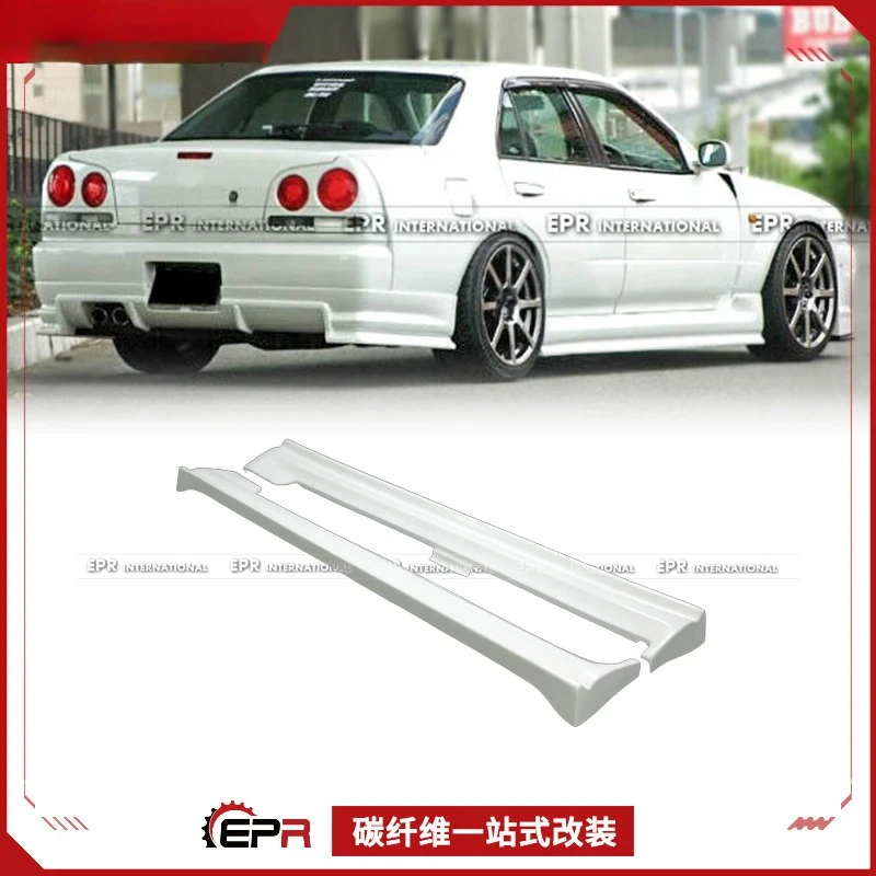 Para Nissan Skyline R34 GTT 4 Puertas – Faldones Laterales y Alerones Laterales de Fibra de Resina Estilo URR, Kit de Molduras para la Parte Inferior de la Carrocería