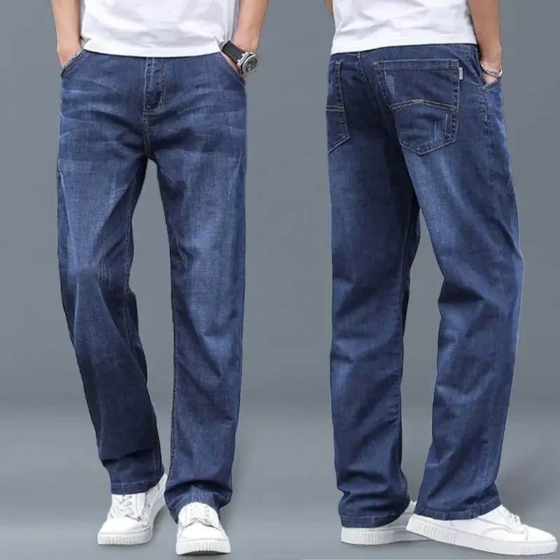 Jeans Men's Summer Straight Leg Loose Large Leg Autumn Thick Wear-resistant Men's Casual Pants Korean Trousers
