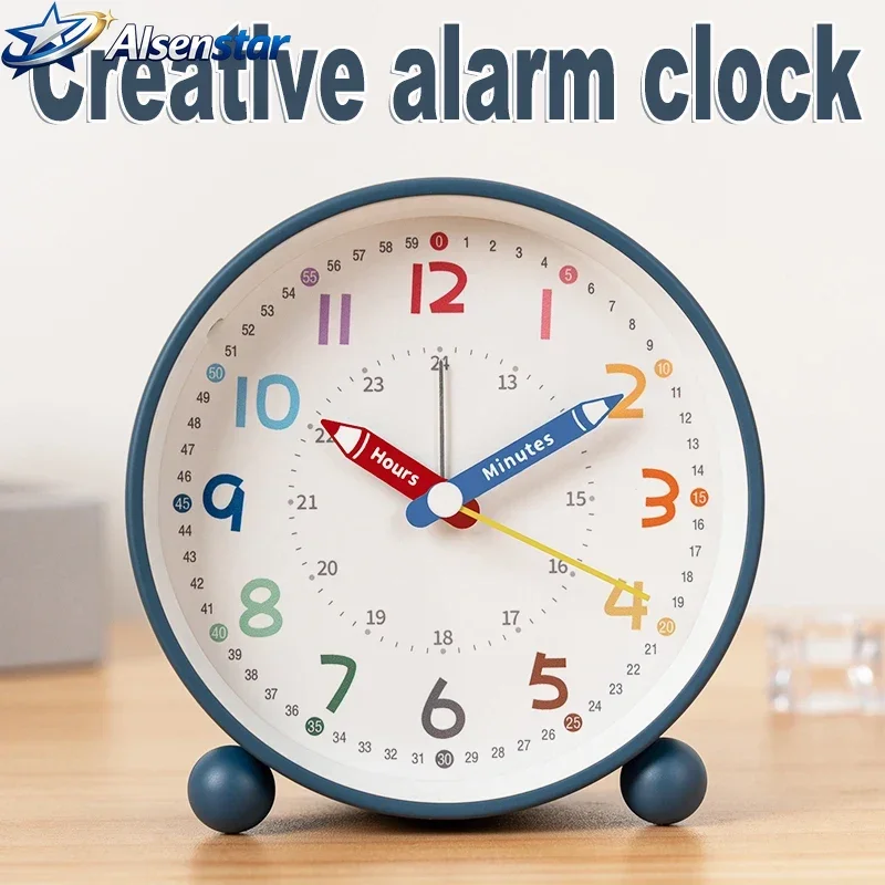Pencil design metal alarm clock, a must-have for the back-to-school season, with night light and silent operation time