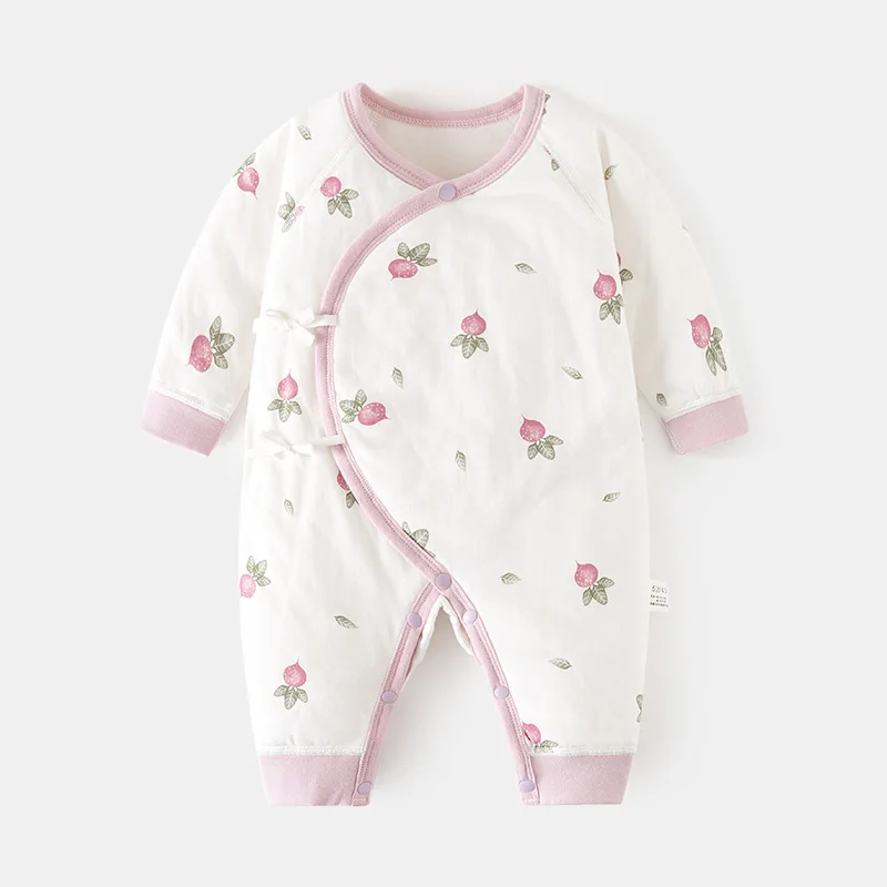 Winter Infant Girl Boy Clothes China Style Casual Cartoon Cute Flowers Cotton Warm Baby Rompers Jumpsuits Newborn Items BC552