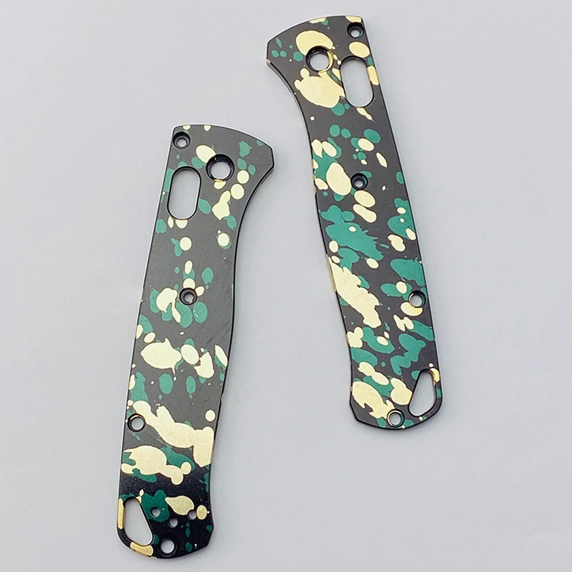 

2 Colors Camouflage Oxidation Aluminium Alloy Handle Scales For Benchmade Bugout 535 Knives DIY Making Accessories