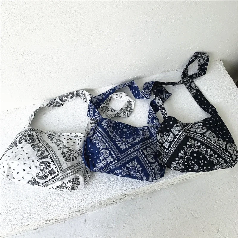 Cotton Tribal Paisley Printing Handbag Female Teenager Casual Aztec Ibiza Ethnic Soft Fabric Small Sling Slouch Messenger Bag