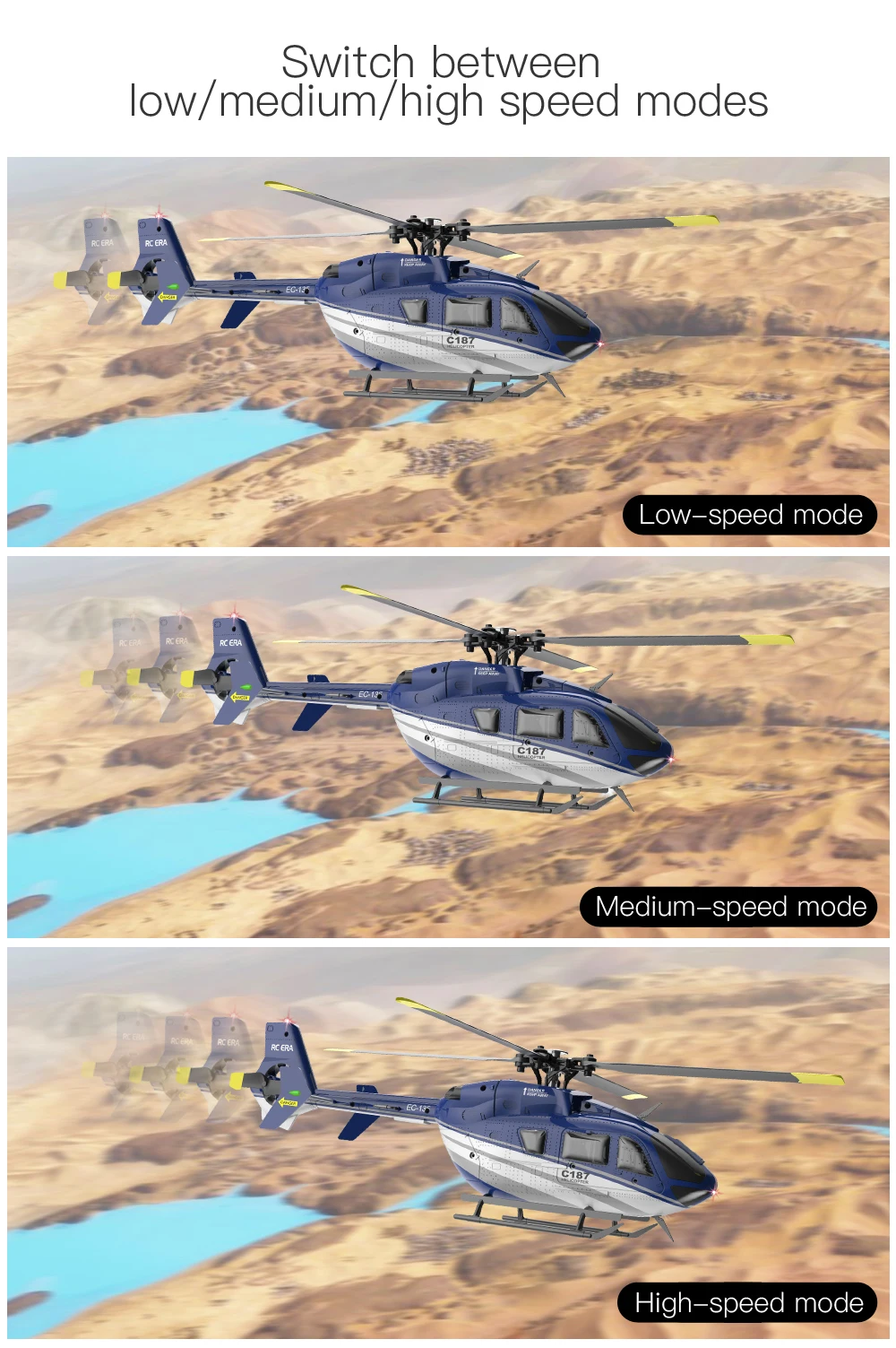 RC ERA C187 هليكوبتر 4CH 1/48 مقياس بارومتر الارتفاع الإعداد 6-محور الدوران 15 دقيقة الطيران فرش EC135 محاكاة طائرة