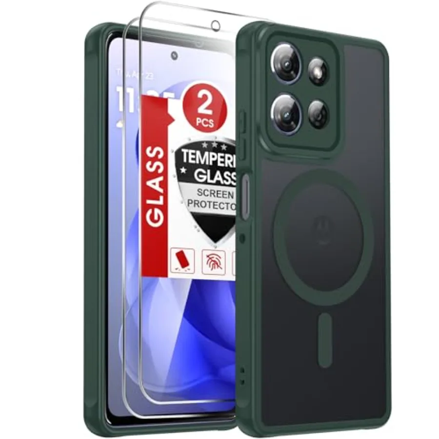 

for Moto G-Power-2025/2026 Case: [Mag-Safe Fit] with 2 Packs Screen Protector and Raised Camera Guard, Slim Translucent Soft-To