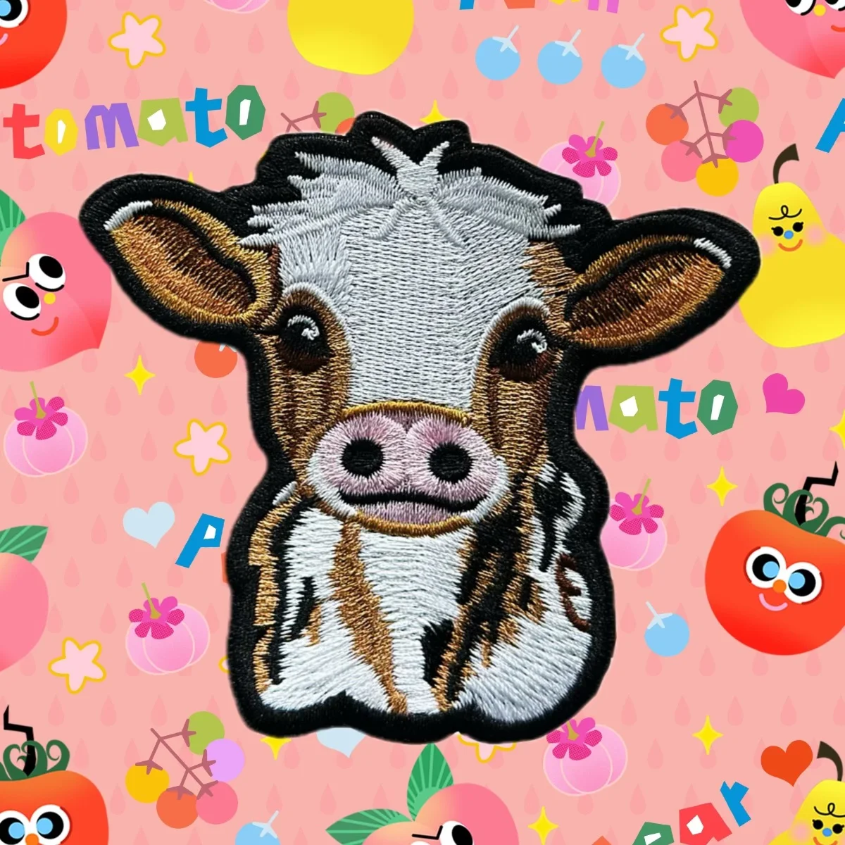 Cute Little Cow Embroidered Hat Applique Iron On Embroidery Patch Machine Gifts Decorative Clothing Cartoon  Sweater Bags