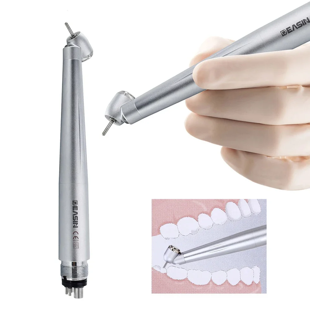 Dental 45 Degree LED High Speed Handpiece E-generator Integrated Push Button Handpiece Single Water Spray With LED Light