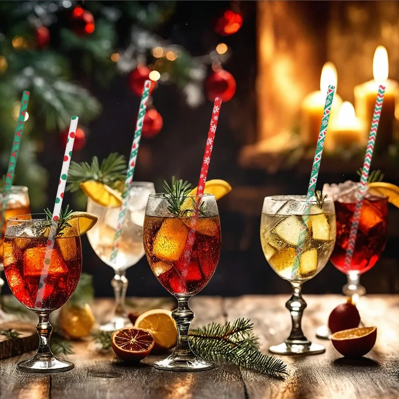 100/50 قطعة عيد الميلاد ورق للاستعمال مرة واحدة القش عيد الميلاد عصير القهوة شرب القش حفلة عيد الميلاد الديكور للمنزل 2026 السنة الجديدة #5