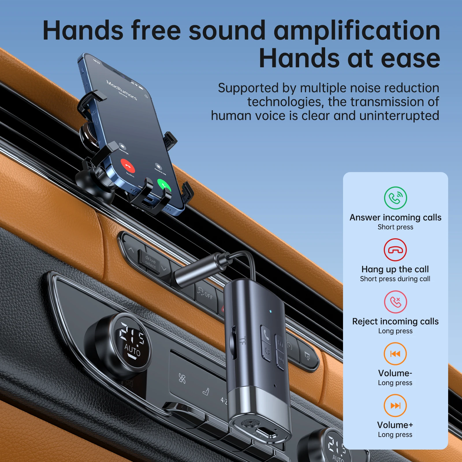 سيارة بلوتوث 5.4 استقبال الارسال سماعة لاسلكية تعمل بالبلوتوث سيارة محول مشغل MP3 يدوي دعوة المزدوج USB PD شاحن سريع LED #5